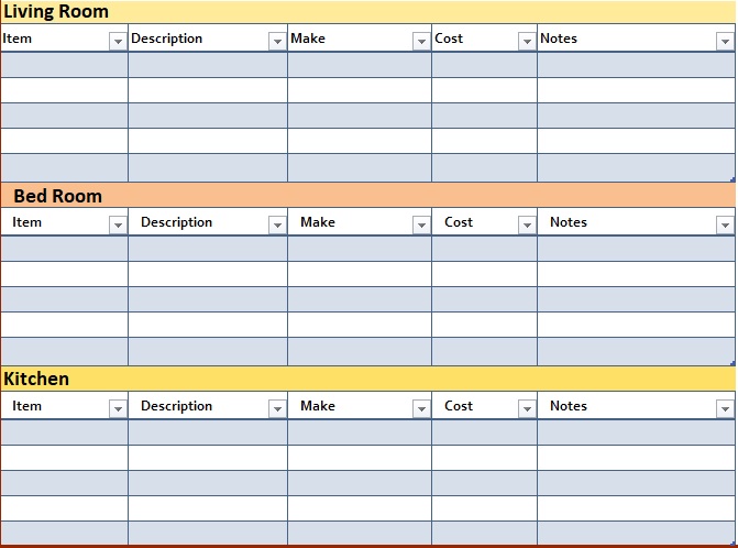 moving inventory list template