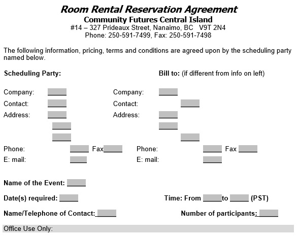room rental reservation agreement template