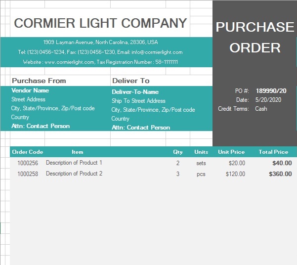 best purchase order template 5