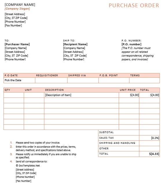 best purchase order template 9