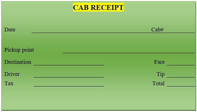 cab receipt template
