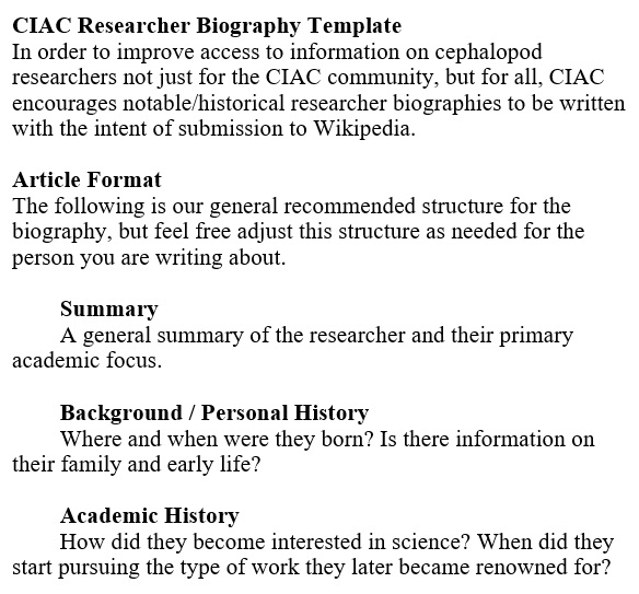 ciac researcher biography template