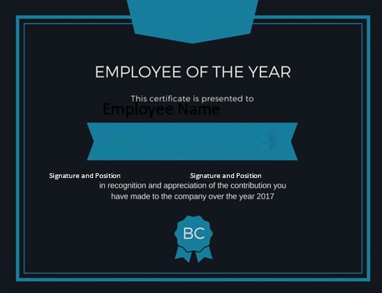 employee of the year certificate template