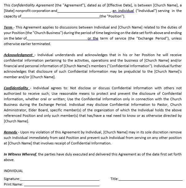 fillable confidentiality agreement template