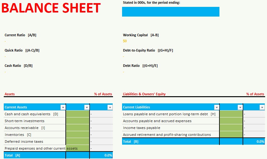 free balance sheet template 13