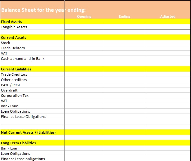 free balance sheet template 2