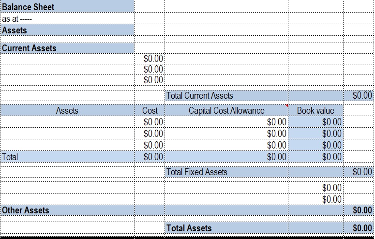 free balance sheet template