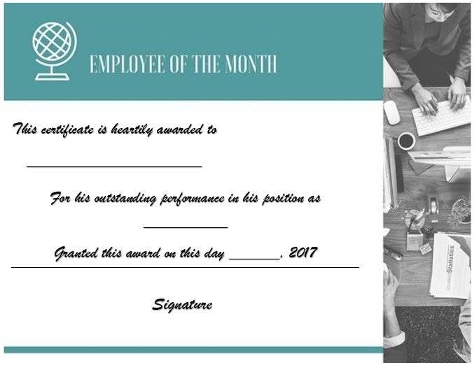 free employee of the month certificate template 11