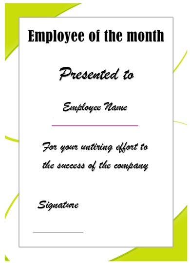 free employee of the month certificate template 14