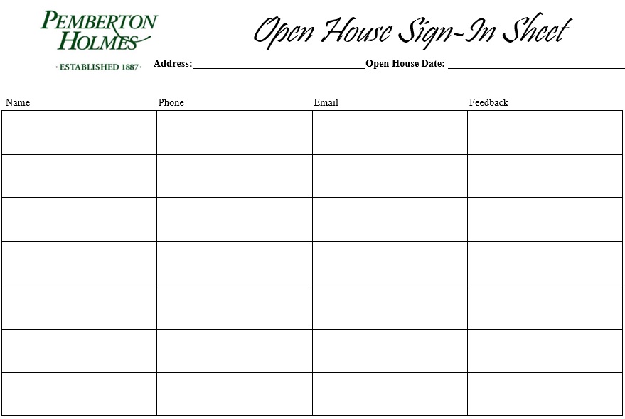20+ Open House Sign in Sheet for Real Estate Agents