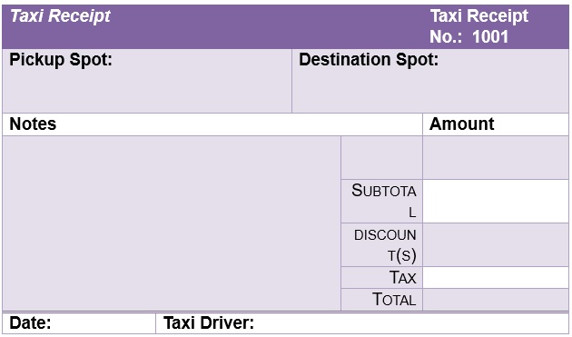 free taxi receipt template 7