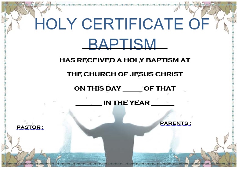 holy certificate of baptism template