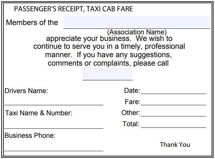 passengers receipt template