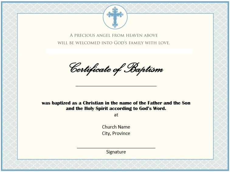 printable baptism certificate template