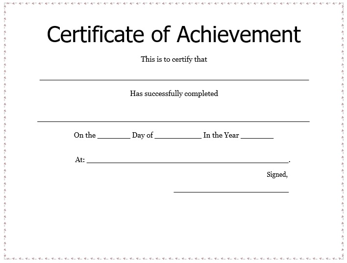printable certificate of achievement template 1