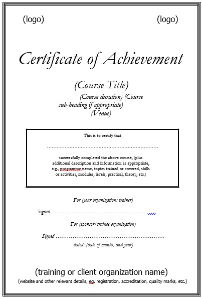 printable certificate of achievement template 10