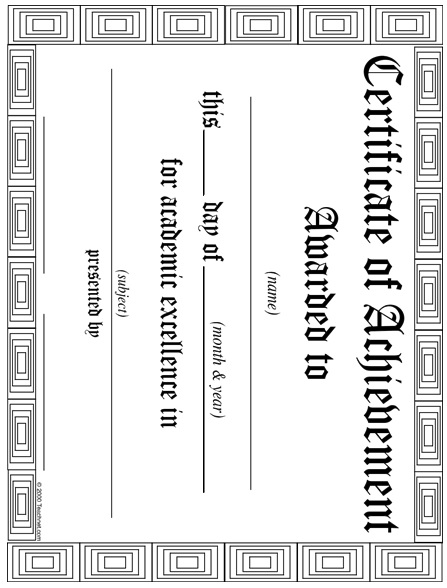 printable certificate of achievement template 11