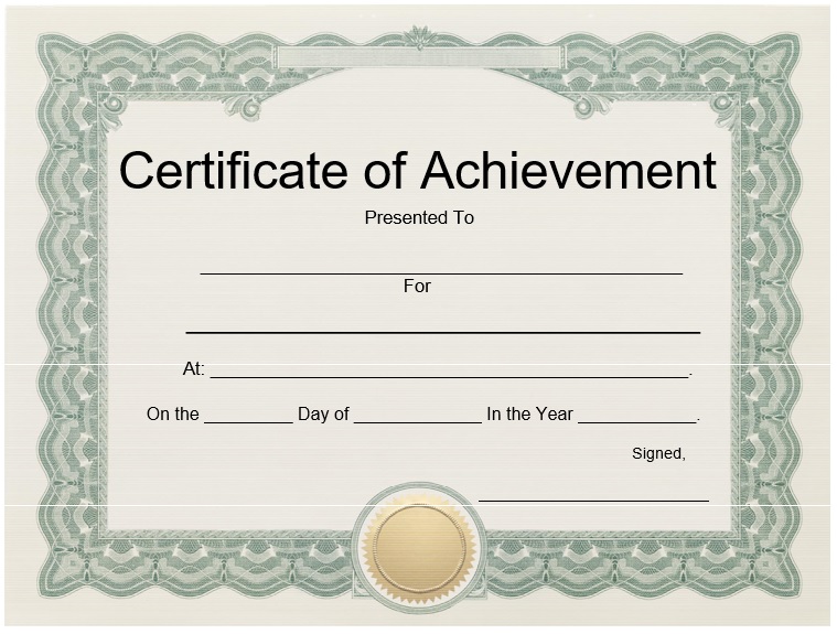 printable certificate of achievement template 16