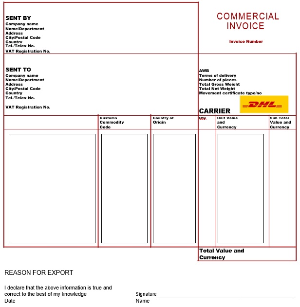 printable commercial invoice template 11