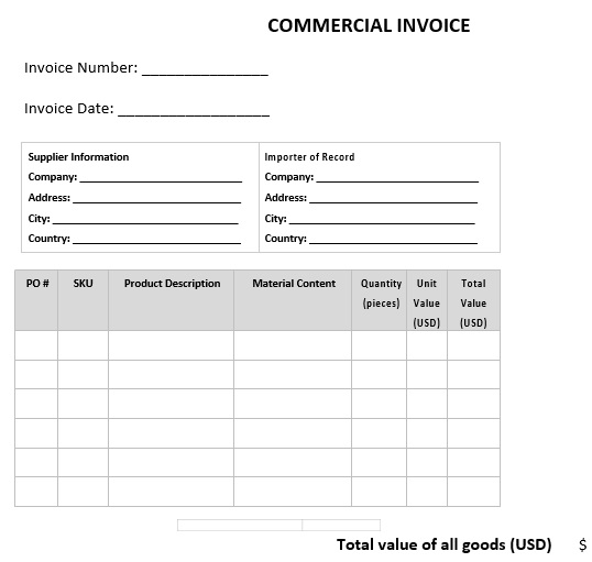 printable commercial invoice template 15