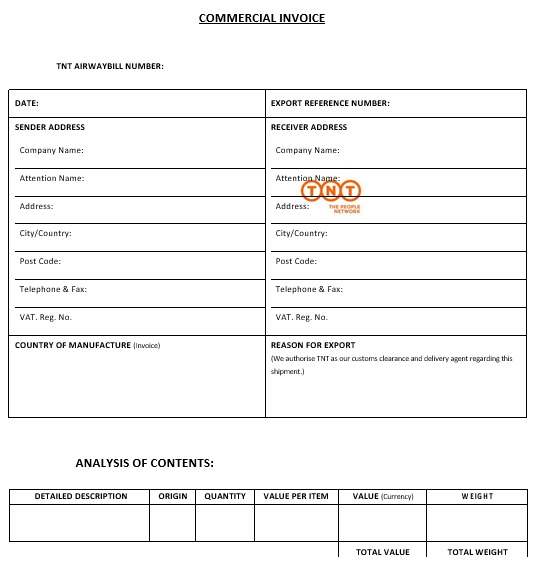 printable commercial invoice template 7