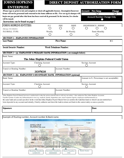 printable direct deposit authorization form 11