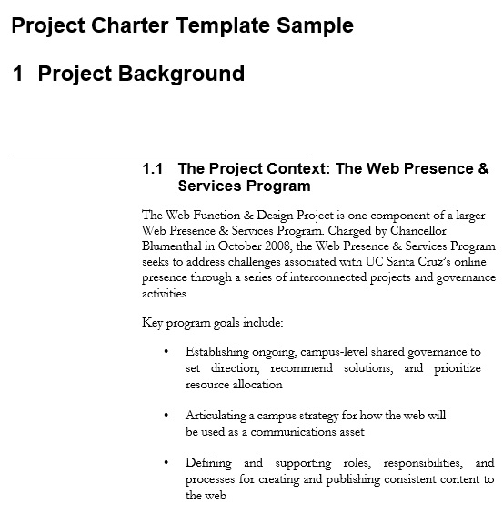 project charter sample
