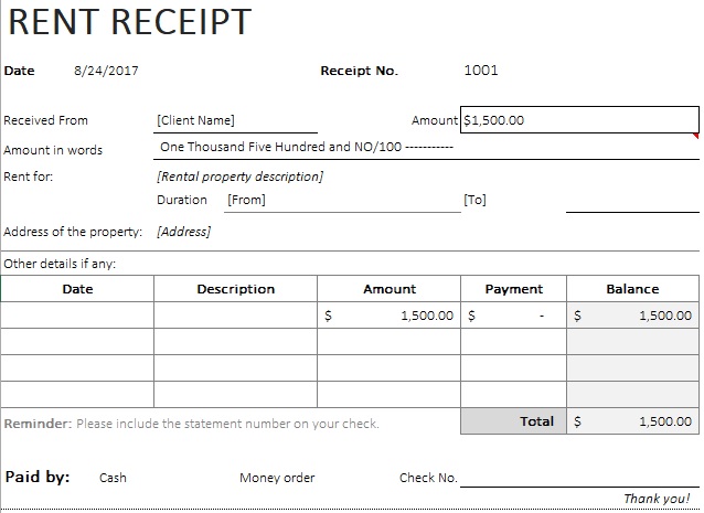 fillable rent payment tracker template
