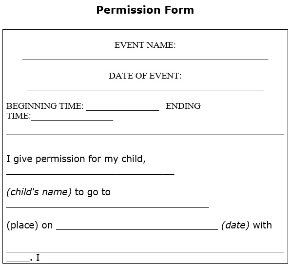 free permission slip template 14