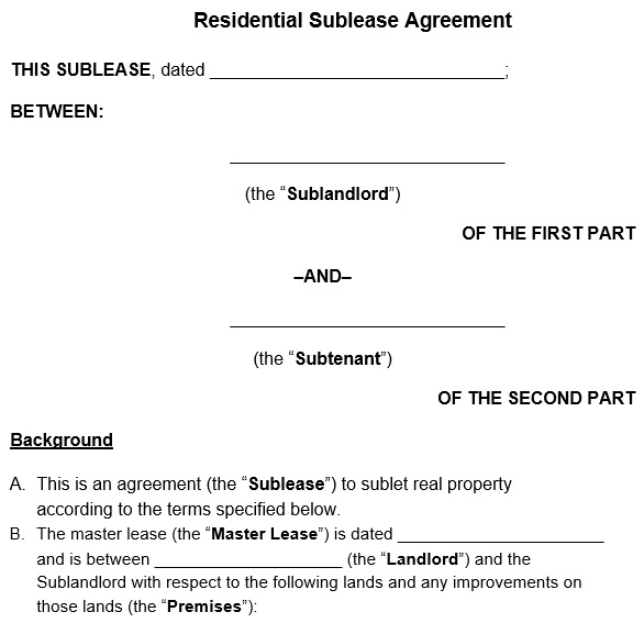 free sublease agreement template 10
