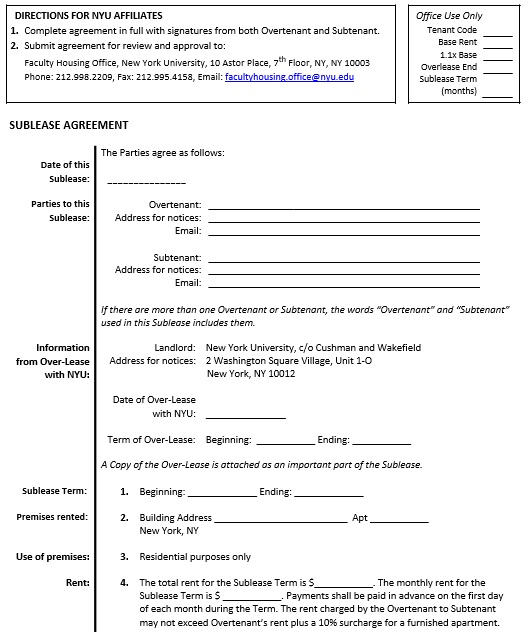 free sublease agreement template 4