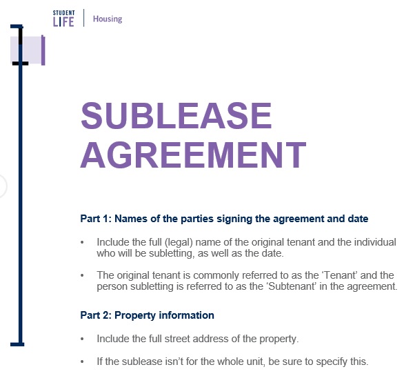 free sublease agreement template