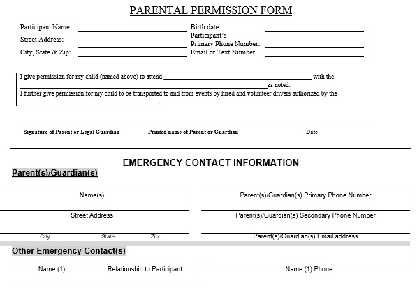 parental permission form