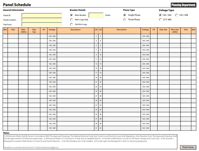 printable panel schedule template 2