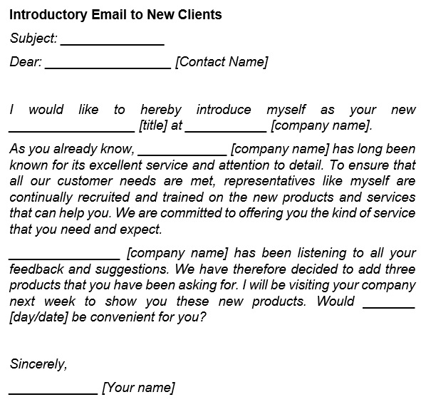 fillable introduction emails to new clients template