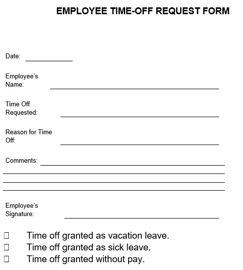 free editable employee time off request form word