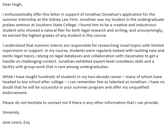 free recommendation letter for internship 1