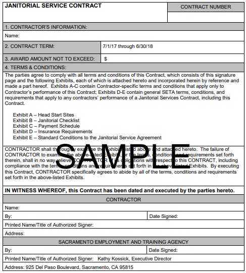 janitorial cleaning service contract template