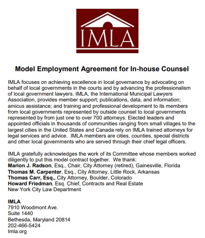 model employment agreement for in house counsel