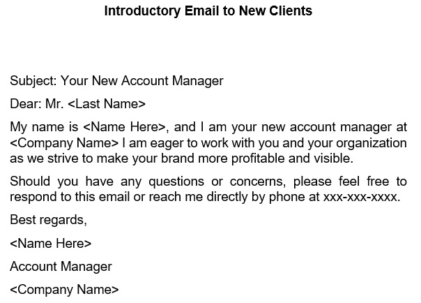 printable introduction emails to new clients