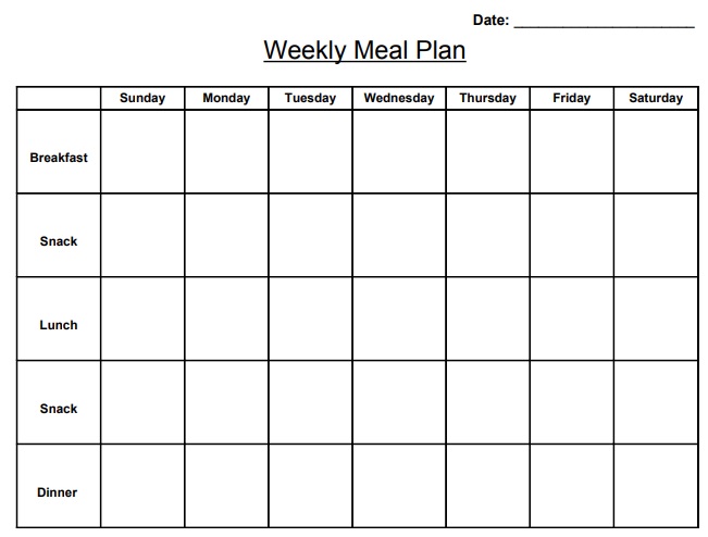 Printable Weekly Meal Planner Templates (Excel, Word, PDF)