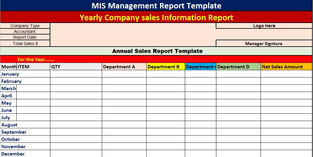 yearly mis management report template
