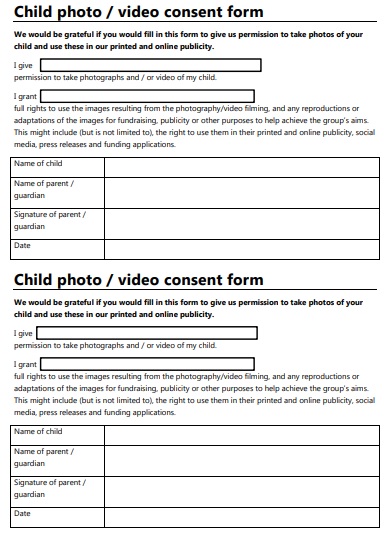child video consent form