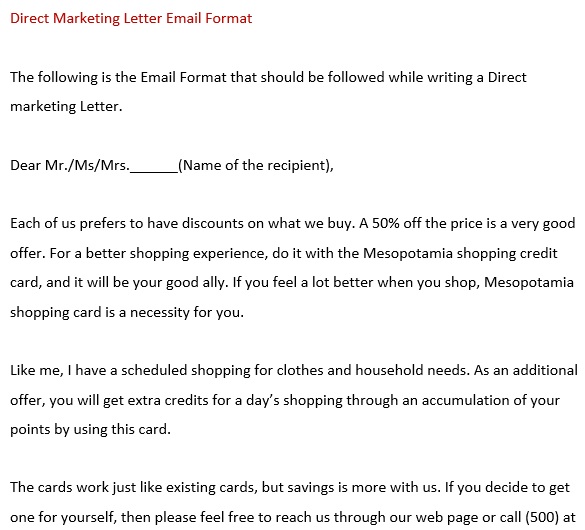 direct marketing letter template