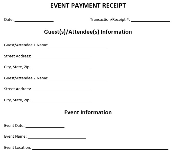 event payment receipt template
