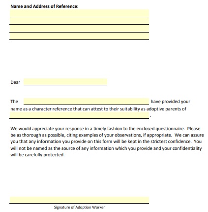 free adoption reference letter template
