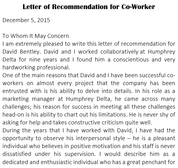 free letter of recommendation for coworker 5