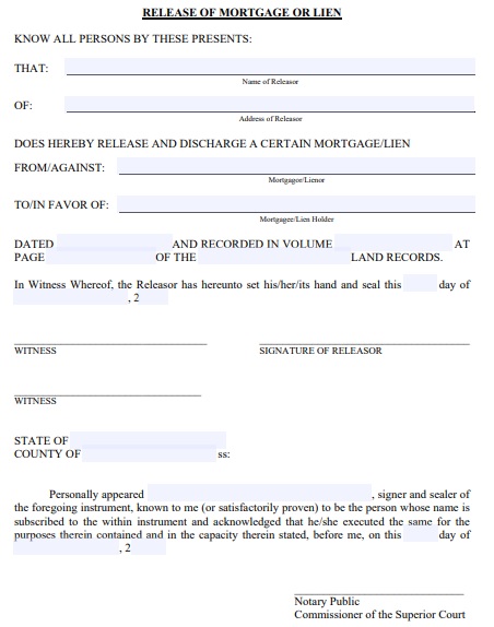 free mortgage lien release form 1