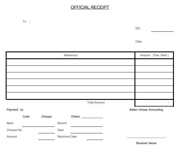 Printable Official Receipt Templates (Word, PDF)