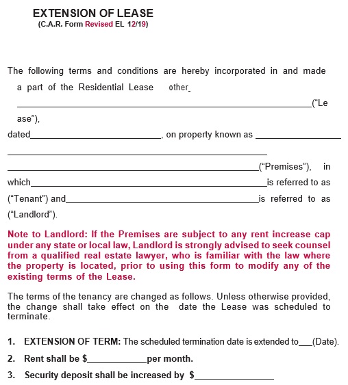 lease extension addendum template free